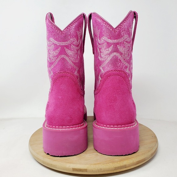 Ariat Fatbaby Boots Womens 8 Pink Suede Metallic Cowboy Western Shoes - Picture 10 of 14